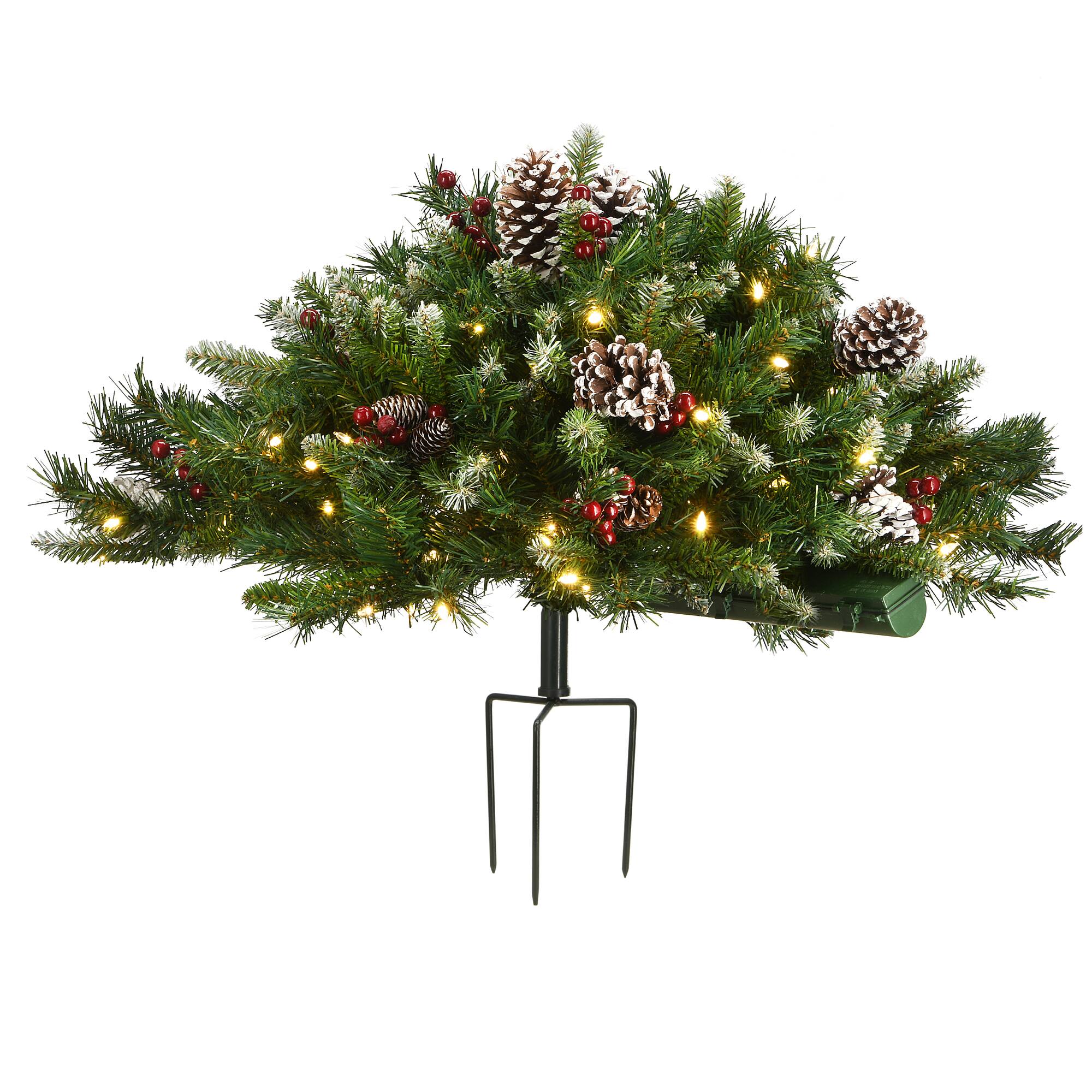 33" Pre-Lit Frosted Berry Urn Filler